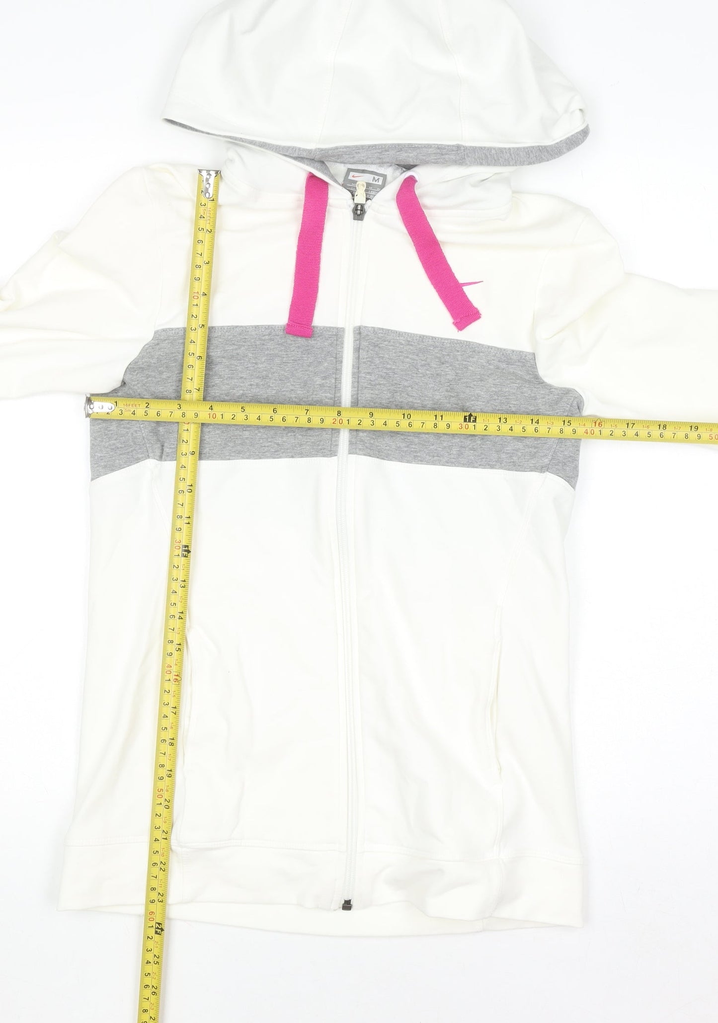 Womens UK Size 12 Nike White Full Zip Hoodie