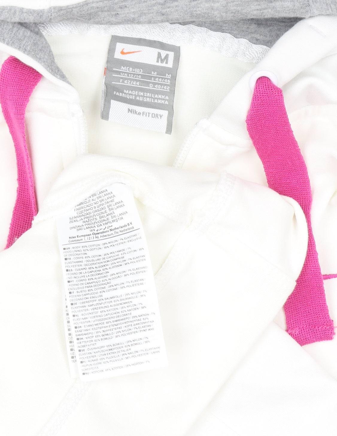 Womens UK Size 12 Nike White Full Zip Hoodie
