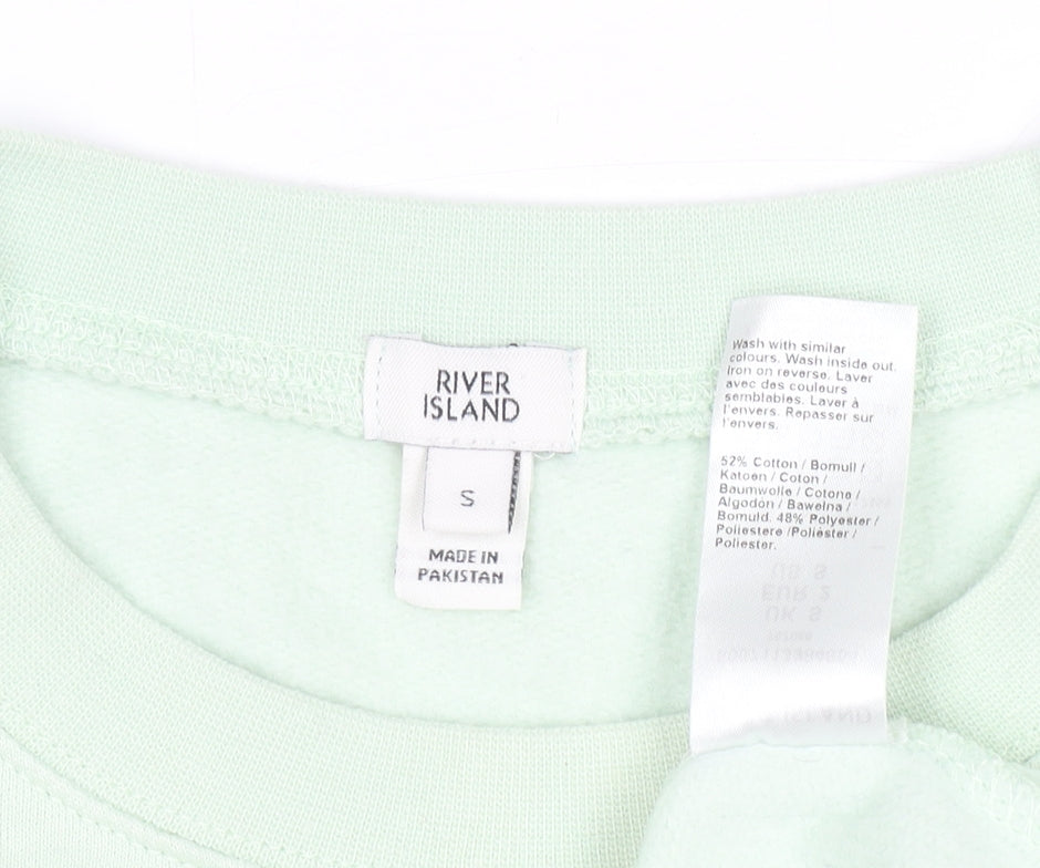 Womens UK Size S River Island Green Pullover Sweatshirt