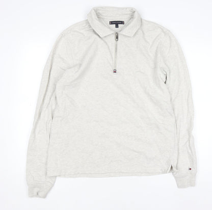 Mens UK Size M Tommy Hilfiger Beige Henley Sweatshirt