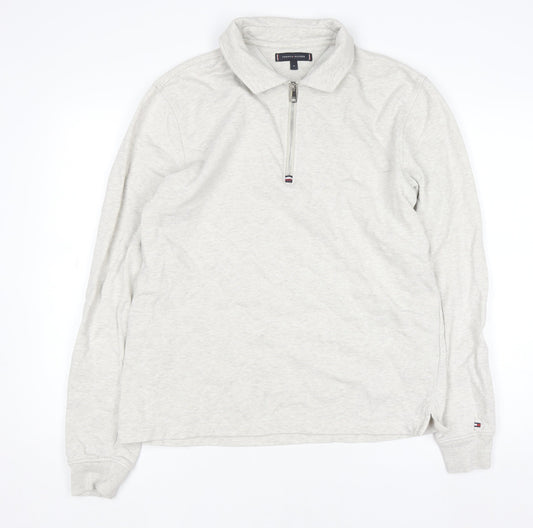 Mens UK Size M Tommy Hilfiger Beige Henley Sweatshirt