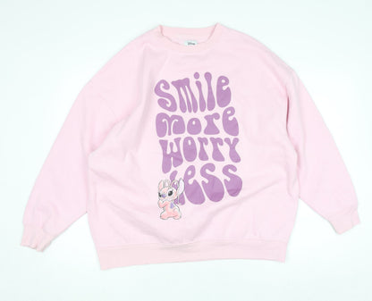Womens UK Size M Disney Pink Pullover Sweatshirt