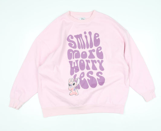 Womens UK Size M Disney Pink Pullover Sweatshirt