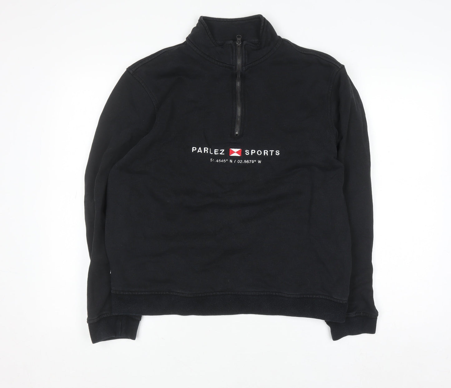 Mens UK Size M Parlez Black Henley Sweatshirt