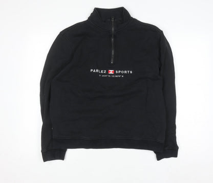 Mens UK Size M Parlez Black Henley Sweatshirt