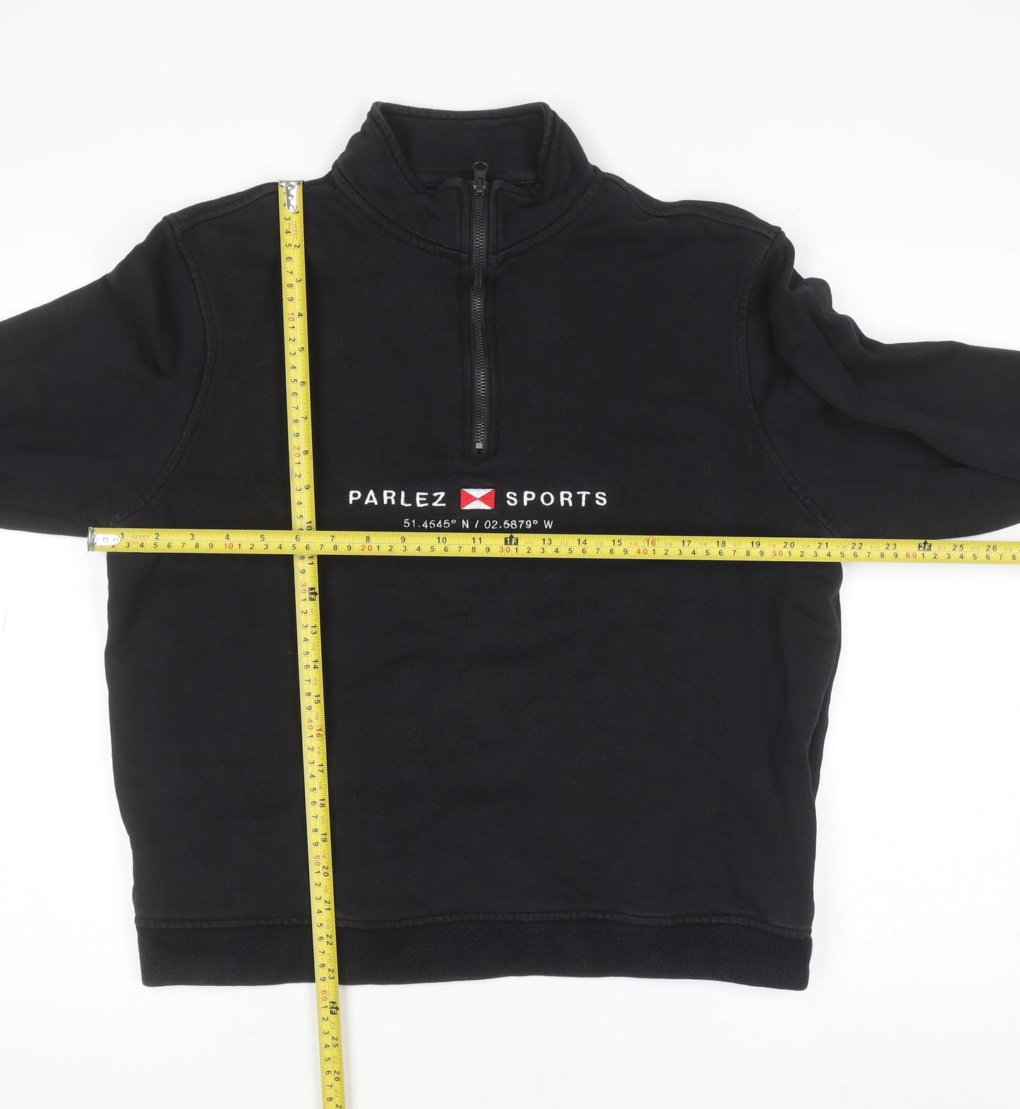 Mens UK Size M Parlez Black Henley Sweatshirt