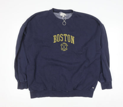 Mens UK Size XL Pull&Bear Blue Pullover Sweatshirt