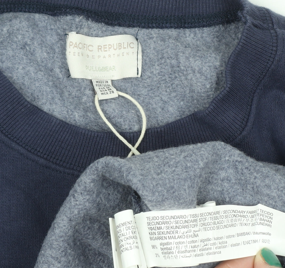 Mens UK Size XL Pull&Bear Blue Pullover Sweatshirt