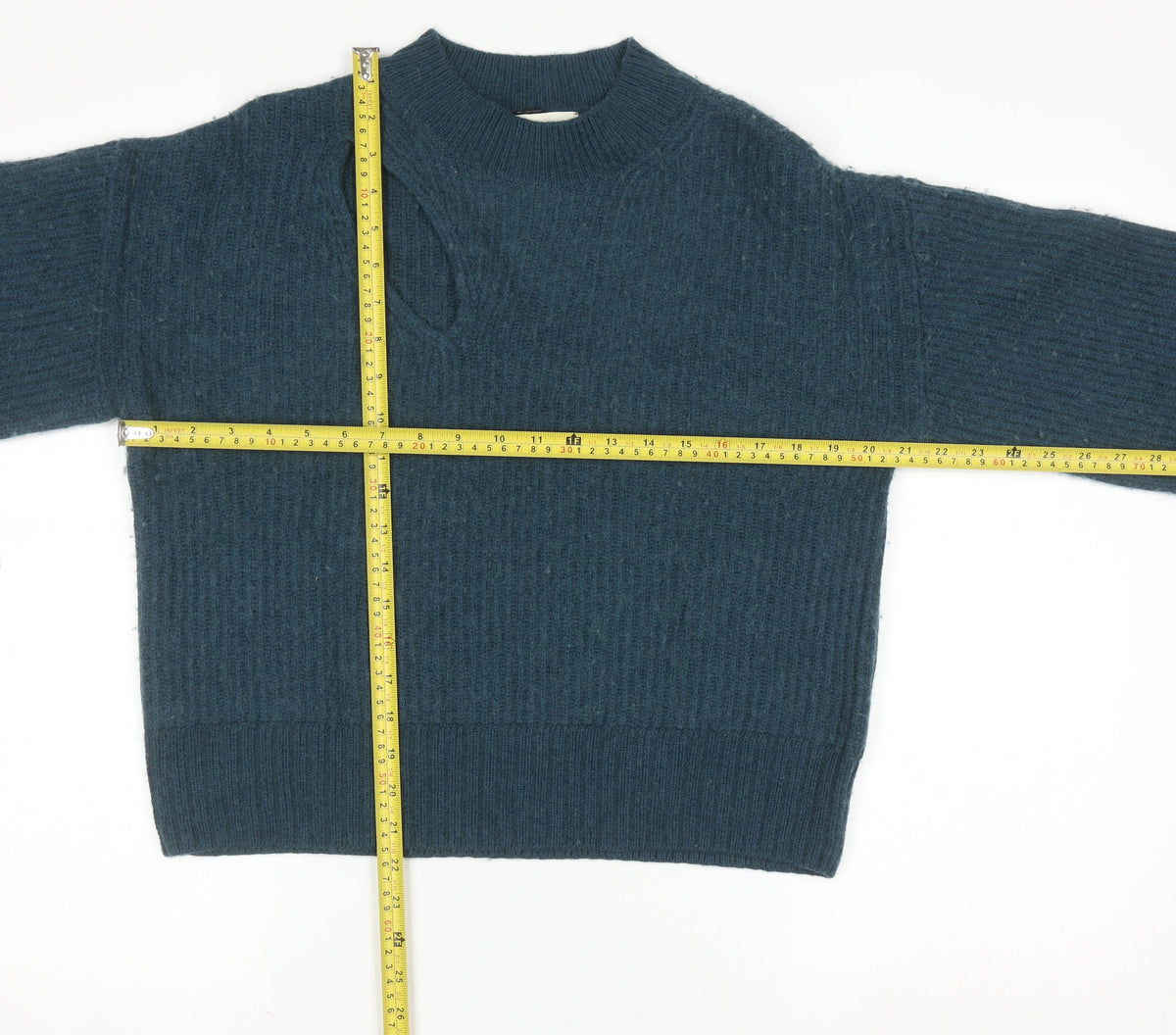 Hush Womens Blue Wool Blend High Neck Ribbed Jumper Size M