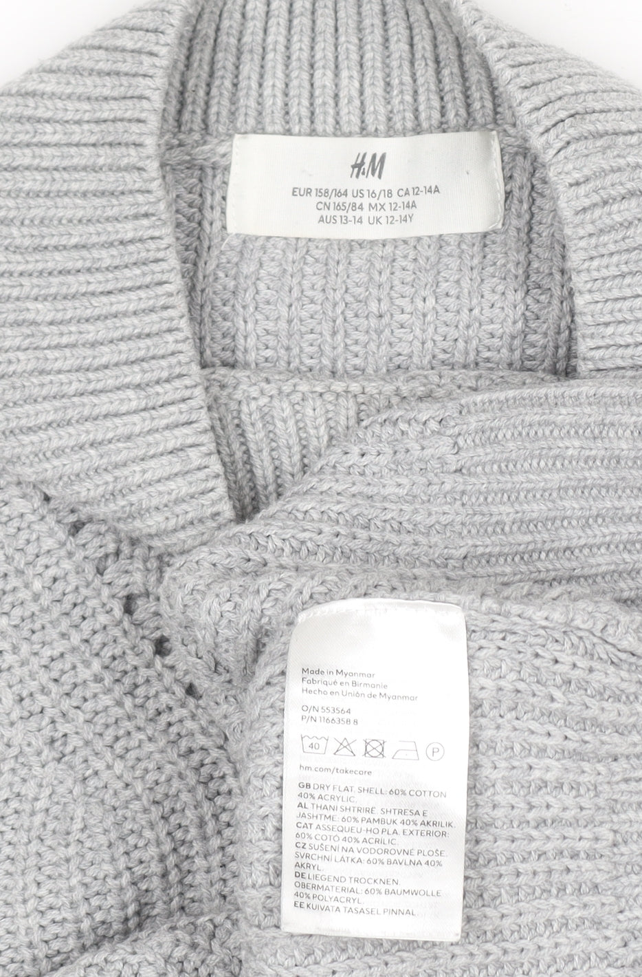 Teens UK Size 14 H&M Grey Pullover Jumper