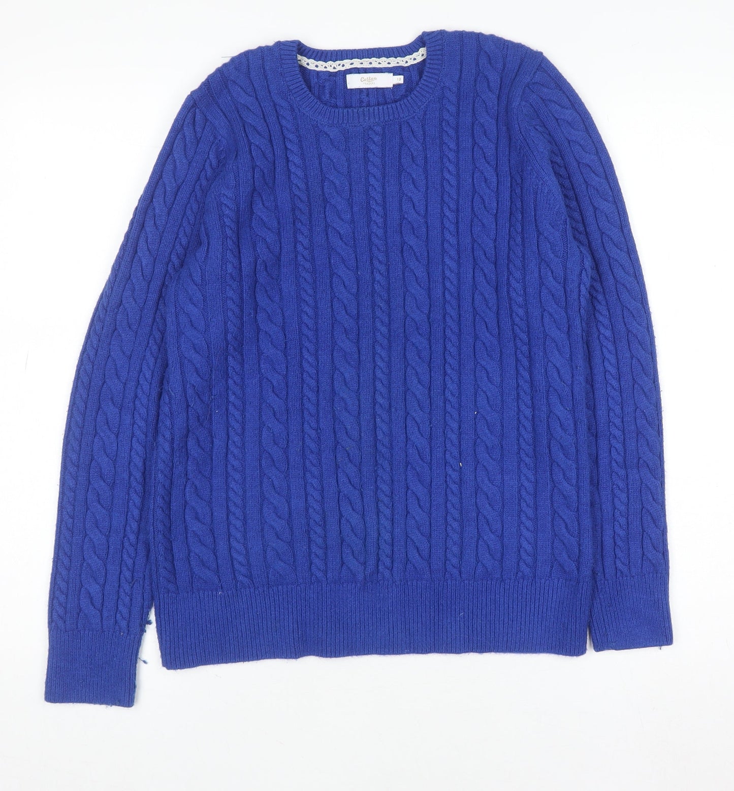 Womens UK Size 12 Cotton Traders Blue Pullover Jumper