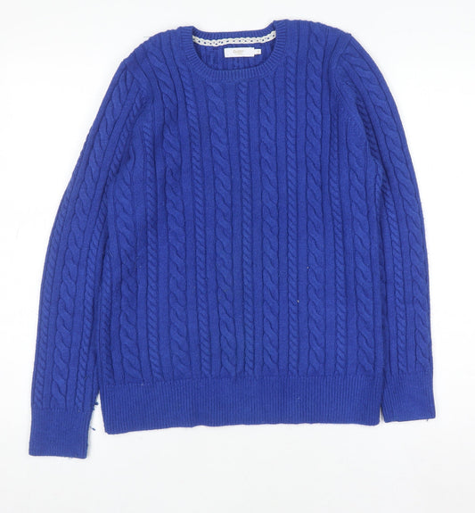 Womens UK Size 12 Cotton Traders Blue Pullover Jumper