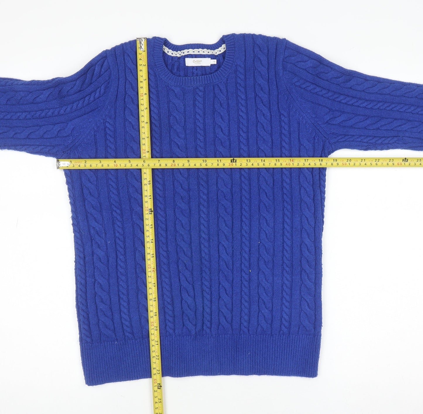 Womens UK Size 12 Cotton Traders Blue Pullover Jumper