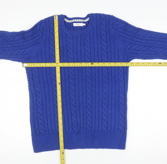 Womens UK Size 12 Cotton Traders Blue Pullover Jumper