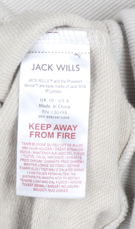 Womens UK Size 10 Jack Wills Beige Full Zip Hoodie