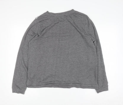 COSMO & CO Women’s Grey Sequin Shoulder Long Sleeve Pullover Jumper Size L