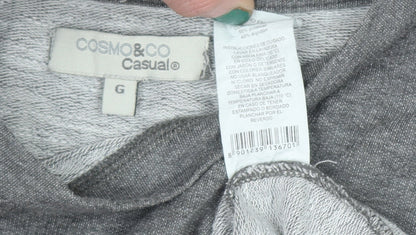 COSMO & CO Women’s Grey Sequin Shoulder Long Sleeve Pullover Jumper Size L
