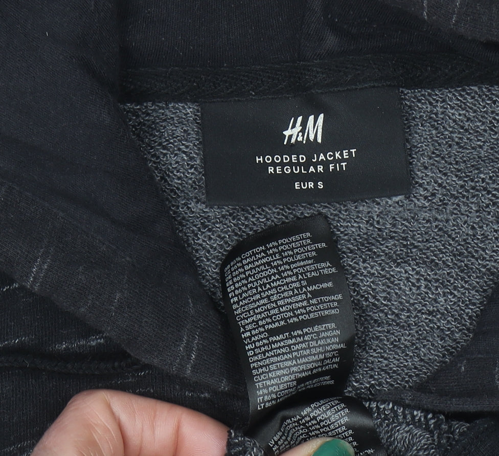 Mens UK Size S H&M Black Full Zip Hoodie