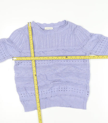 Monsoon Women Purple Knit Crew Neck Long Sleeve Jumper S