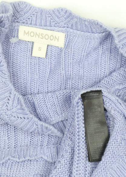 Monsoon Women Purple Knit Crew Neck Long Sleeve Jumper S