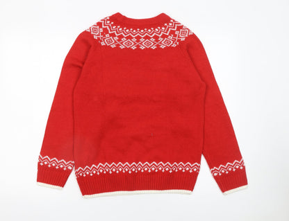 Avenue Women Red Small Reindeer Christmas Pullover Jumper
