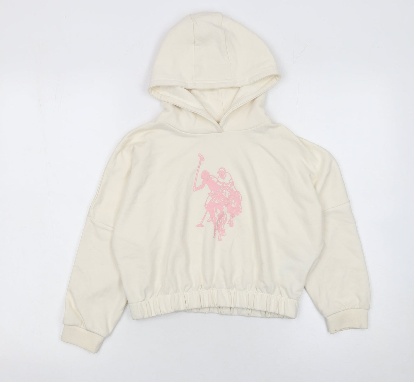 Girls UK Size 7-8 Years U.S. Polo Assn. Ivory Pullover Hoodie
