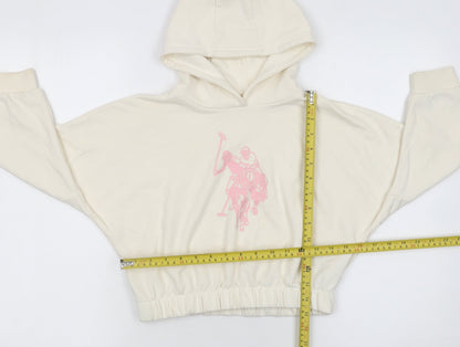 Girls UK Size 7-8 Years U.S. Polo Assn. Ivory Pullover Hoodie