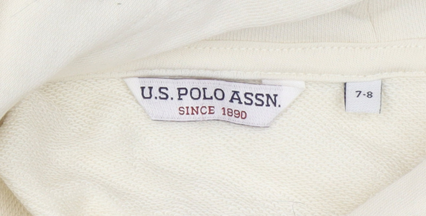 Girls UK Size 7-8 Years U.S. Polo Assn. Ivory Pullover Hoodie