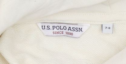 Girls UK Size 7-8 Years U.S. Polo Assn. Ivory Pullover Hoodie