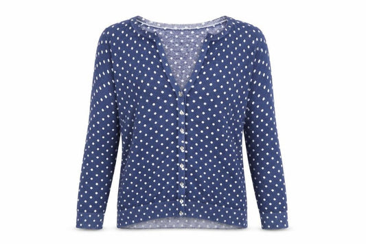 Banana Republic Women's Blue Polka Dot Cotton Cardigan Size S