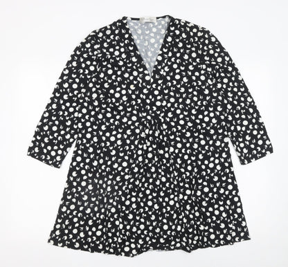 David Nieper Women’s Black Polka Dot Wrap Dress Size 16 Viscose Elastane