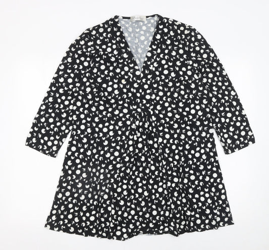 David Nieper Women’s Black Polka Dot Wrap Dress Size 16 Viscose Elastane