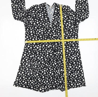 David Nieper Women’s Black Polka Dot Wrap Dress Size 16 Viscose Elastane