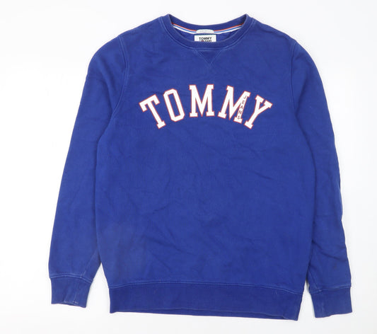 Mens UK Size M Tommy Jeans Blue Pullover Sweatshirt