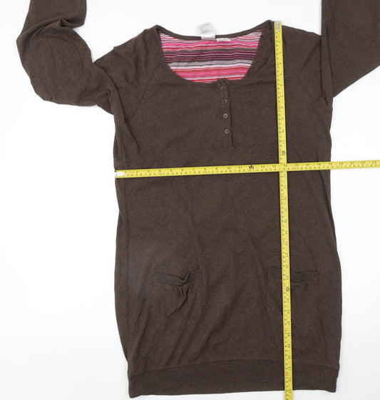 H&M Womens Brown 3/4 Sleeve T-Shirt Dress Size 12