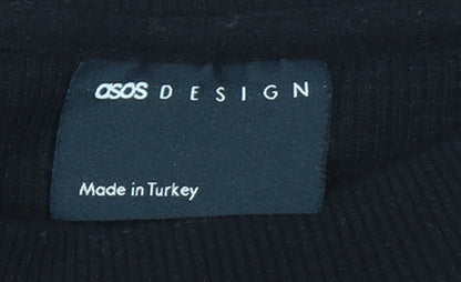 ASOS DESIGN Women's Black Crew Neck Long Sleeve Pullover Jumper Size M