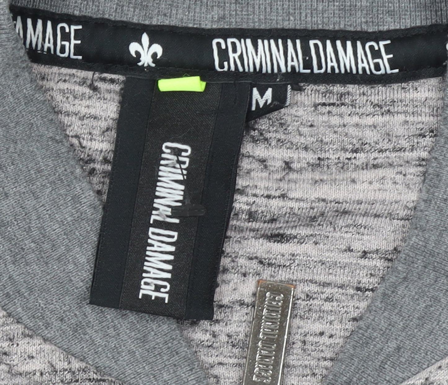 Mens UK Size M Criminal Damage Grey Full Zip Sweatshirt