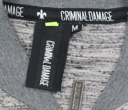 Mens UK Size M Criminal Damage Grey Full Zip Sweatshirt