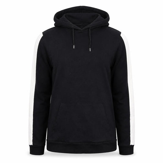 Front view of ASOS women’s black & white pullover hoodie cotton blend, size M