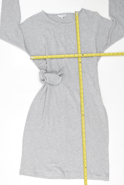 Great Plains Women Grey Knit Shift Dress Size L Long Sleeve Casual