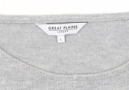 Great Plains Women Grey Knit Shift Dress Size L Long Sleeve Casual