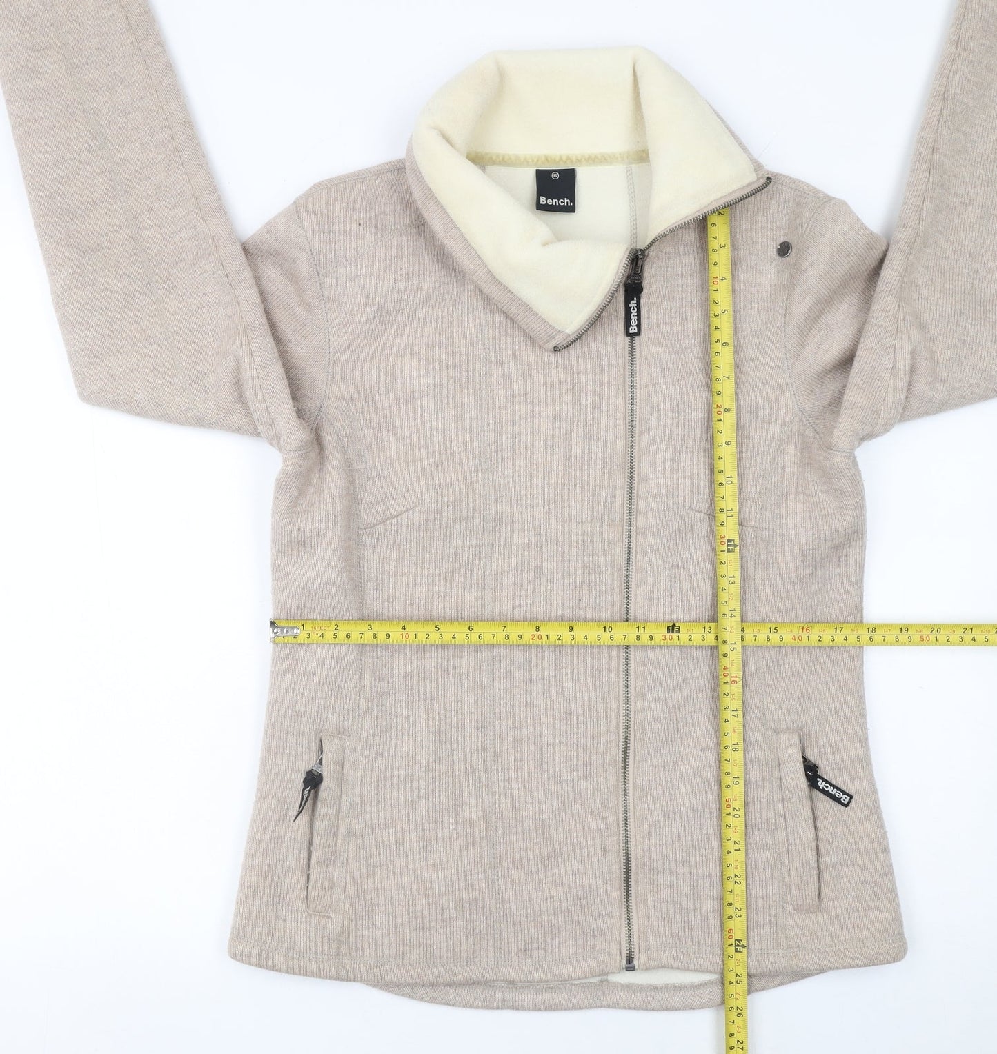 Bench Womens Beige Wool Blend Full Zip Jacket Size XL