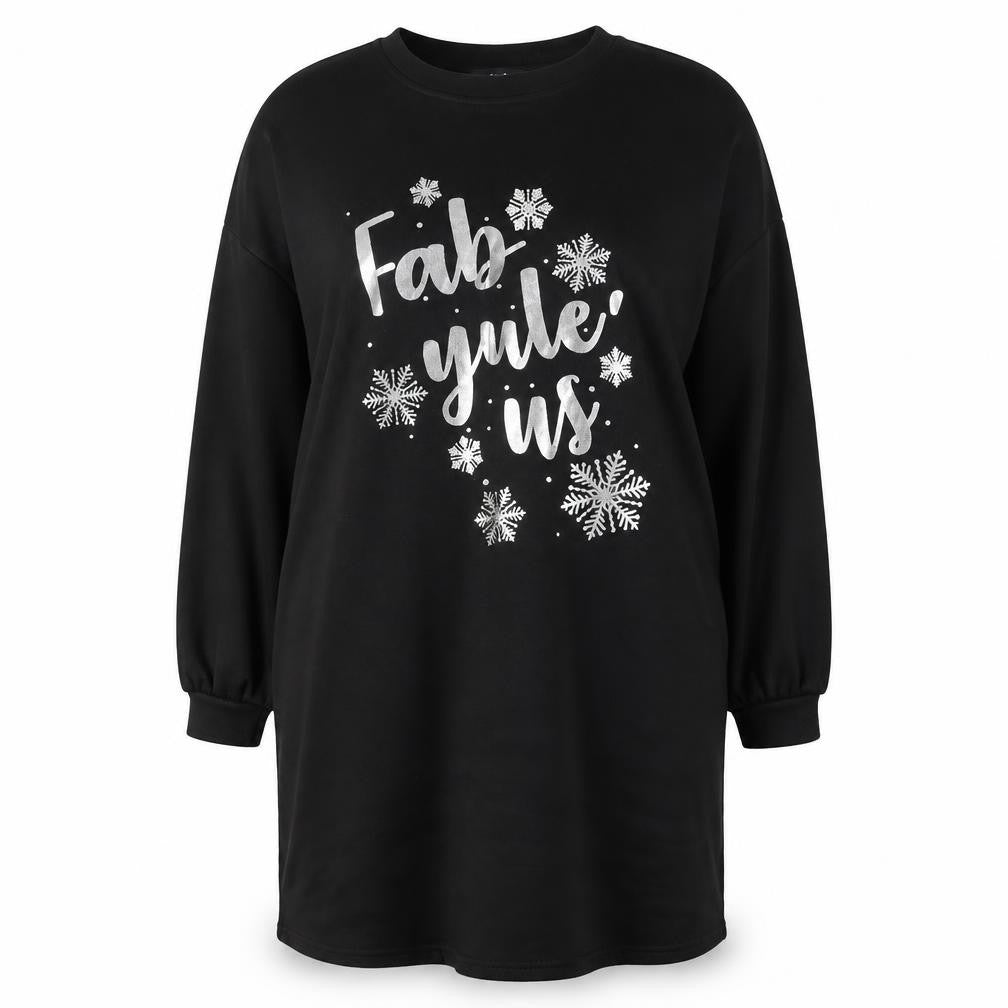 Studio Women’s Black 16-18 Plus Size Christmas T-Shirt Dress