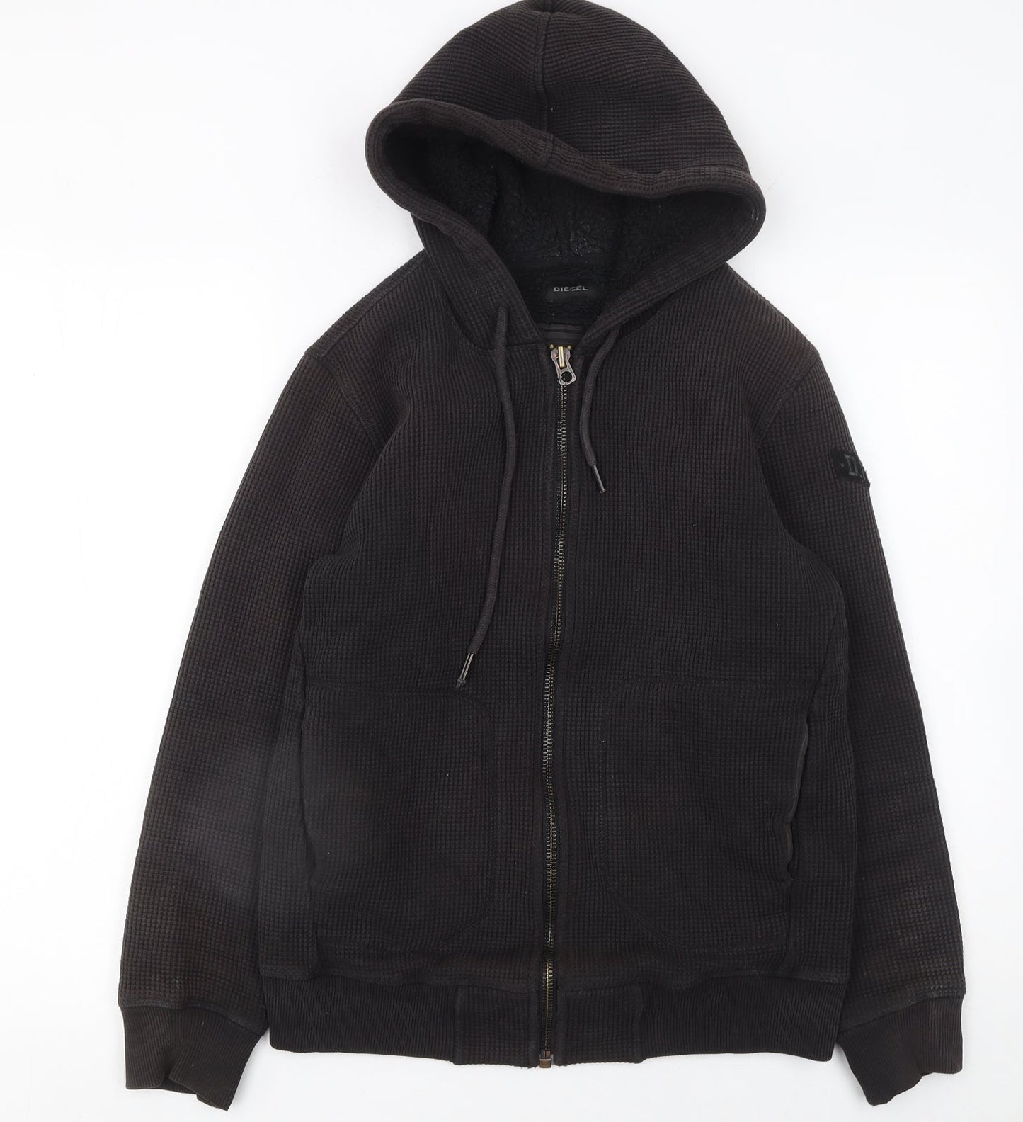 Mens UK Size S Diesel Black Full Zip Hoodie
