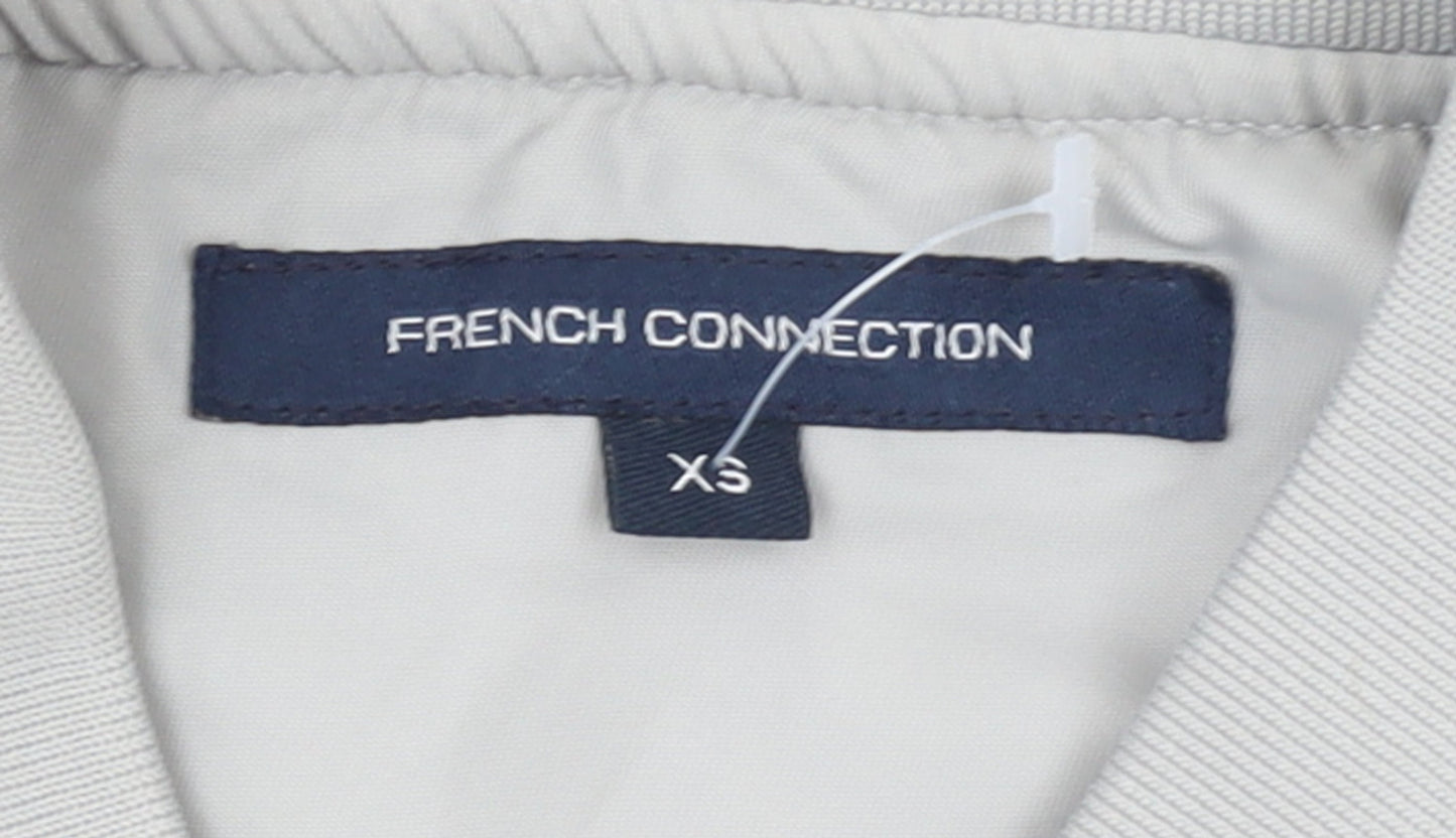 Womens UK Size XS French Connection Grey Bomber Jacket
