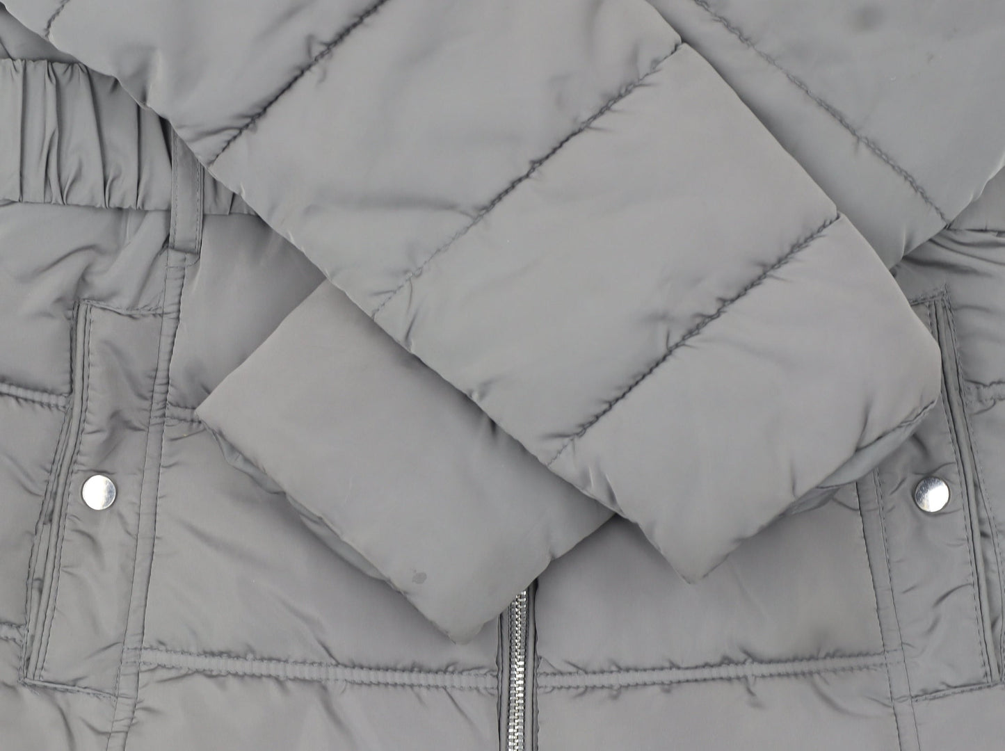 New Look Women's Grey Faux Fur Hooded Belted Puffer Jacket Size 10