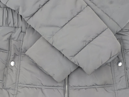 New Look Women's Grey Faux Fur Hooded Belted Puffer Jacket Size 10