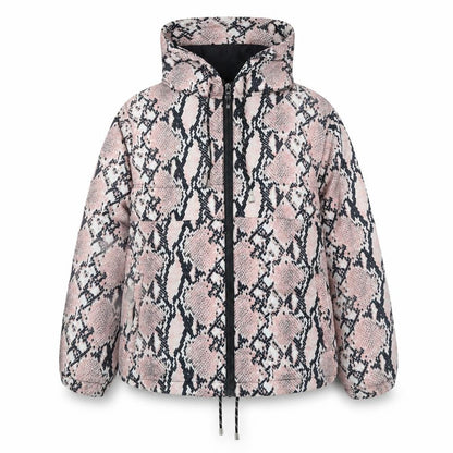 New Look Women's Multicoloured Snake Print Hooded Puffer Jacket S