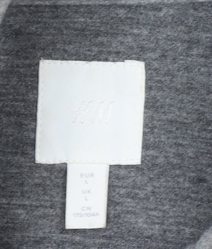 H&M Women Grey L Relaxed Shacket Jacket Button Down Fleece Mid Length