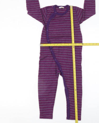 Joha Unisex Baby Purple Wool Striped Long Sleeve Babygrow 36 Months